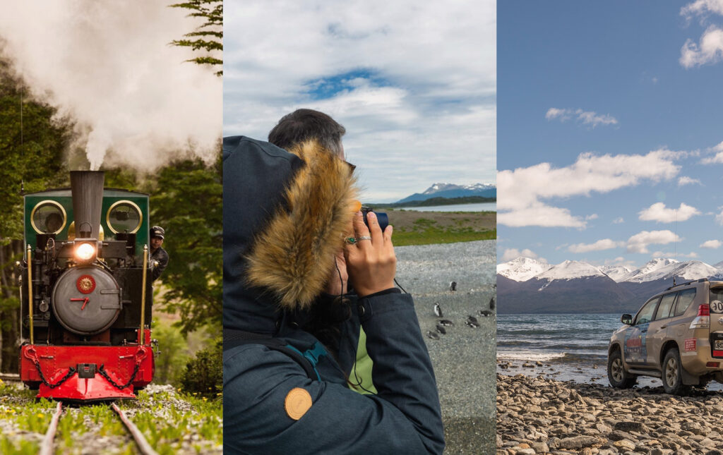 ejemplos de excursiones para qué hacer en Ushuaia en un dia de crucero Tren del Fin del Mundo Navegación Pingüinera y Lagos 4x4